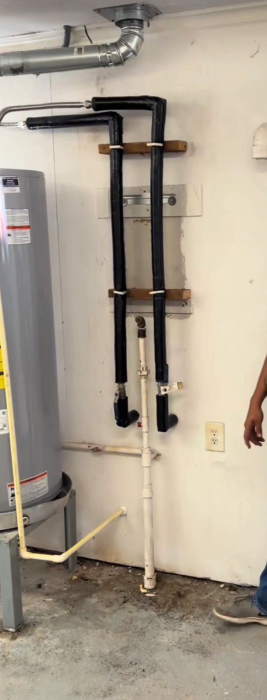 Water heater supply line installation